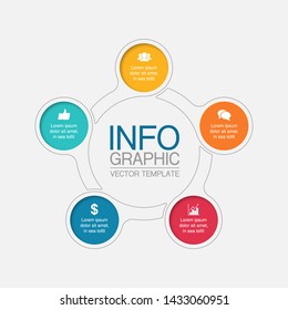 Vector infographic circular  diagram, template for business, presentations, web design, 5  options.