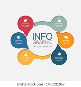 Vector infographic circular  diagram, template for business, presentations, web design, 6  options.