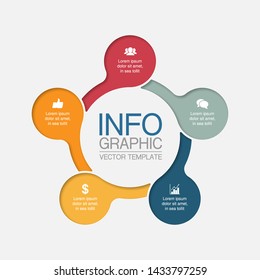 Vector infographic circular  diagram, template for business, presentations, web design,  5 options.