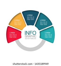Vector infographic circular  diagram, template for business, presentations, web design, 5  options.