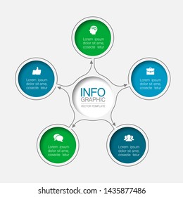 Vector infographic circular  diagram, template for business, presentations, web design,  5 options.