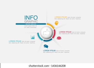 Vector Infographic Circular  Diagram, Template For Business, Presentations, Web Design, 4  Options.