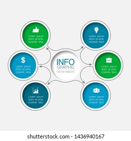 Vector infographic circular  diagram, template for business, presentations, web design,  6 options.