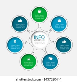 Vector infographic circular  diagram, template for business, presentations, web design, 7 options.