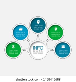 Vector infographic circular  diagram, template for business, presentations, web design,  5 options.