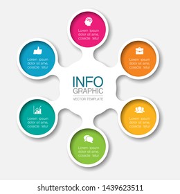 Vector infographic circular  diagram, template for business, presentations, web design, 6  options.