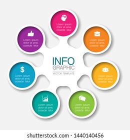 Diagrama circular de infografía de Vector, Plantilla para negocios, presentaciones, Diseño web, 7 opciones.