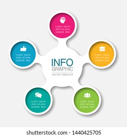 Vector infographic circular  diagram, template for business, presentations, web design, 5  options.