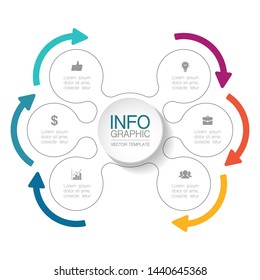Vector infographic circular  diagram, template for business, presentations, web design, 6  options.