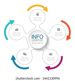 Vector infographic circular  diagram, template for business, presentations, web design, 5  options.