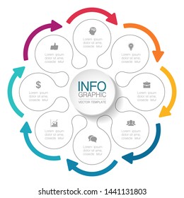 Vector infographic circular  diagram, template for business, presentations, web design, 8  options.