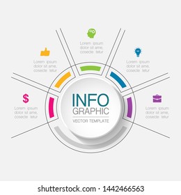 Vector infographic circular  diagram, template for business, presentations, web design, 5  options.