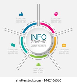 Vector infographic circular  diagram, template for business, presentations, web design, 5  options.