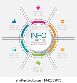 Vector infographic circular  diagram, template for business, presentations, web design, 6  options.