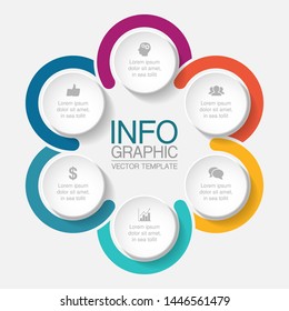 Vector infographic circular  diagram, template for business, presentations, web design, 6 options.