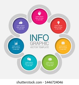 Vector infographic circular  diagram, template for business, presentations, web design, 7 options.