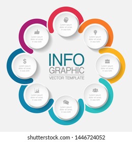 Vector infographic circular  diagram, template for business, presentations, web design, 8 options.