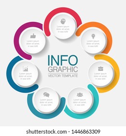 Vector infographic circular  diagram, template for business, presentations, web design, 7 options.