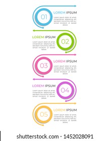Vector infographic circular diagram, template for business, presentations, web design. Timeline circle infographic template with 5 options or steps. Eps10 Vector