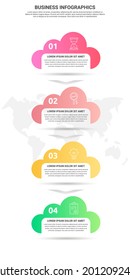 Vector infographic clouds. Business concept of 4 options. Abstract template with four steps for diagram, web, banner, presentations, flowchart, content, levels, chart, graphic