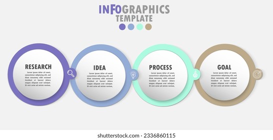 Vector infographic color design and icons template with 4 options or steps
