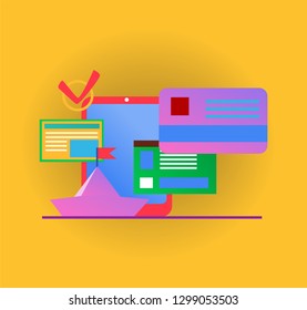 vector infographic with colored mobile technology  icons