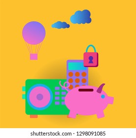 vector infographic with colored money icons