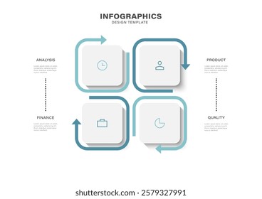 Vector infographic colorful design with arrow and 4 options or steps.