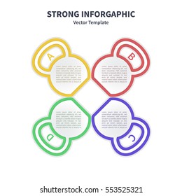 Vector infographic colorful template. Concept with kettlebell stylized elements on the white background.