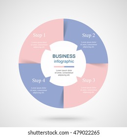 Vector infographic with colors of the year 2016 Rose Quartz and Serenity. Template for diagram, graph, presentation and chart. Business concept with 4 options, parts, steps or processes.