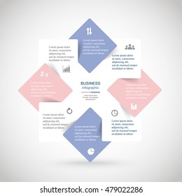 Vector infographic with colors of the year 2016 Rose Quartz and Serenity. Template for diagram, graph, presentation and chart. Business concept with 8 options, parts, steps or processes.