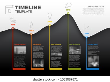 Vector Infographic Company Milestones Timeline Template with graph curve