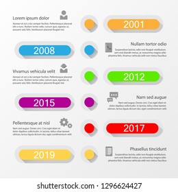 Vector Infographic Company Milestones Timeline template with Flat style icons