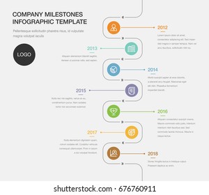 Vector Infographic Company Milestones Timeline Template.