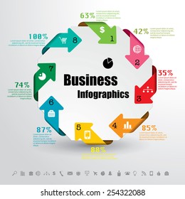 Vector infographic composition with business icons.