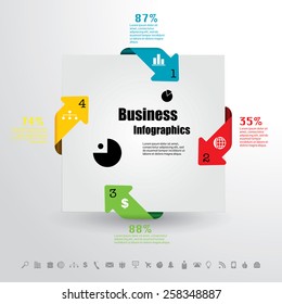 Vector infographic composition with business icons.