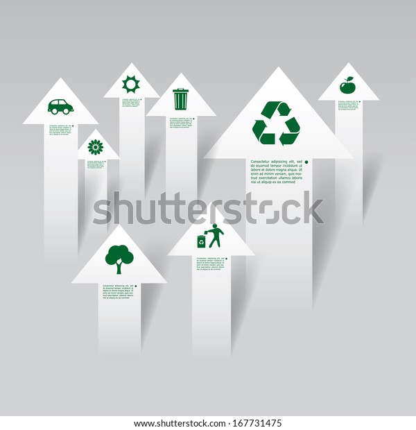 Vector\
infographic composition with eco\
icons.