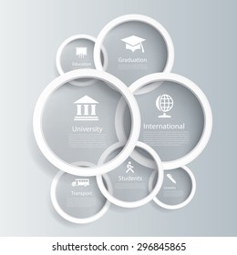 Vector infographic composition with education icons.