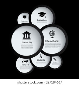Vector infographic composition with education icons.