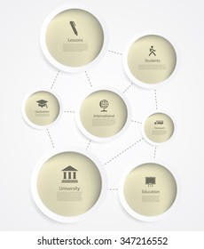 Vector infographic composition with education icons.