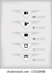 Vector infographic composition with media icons.