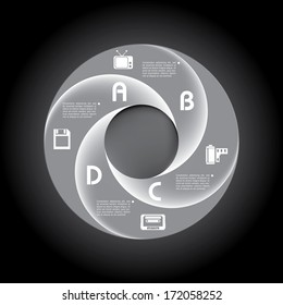 Vector infographic composition with multimedia icons.