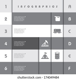Vector infographic composition with oil and gas industry icons.