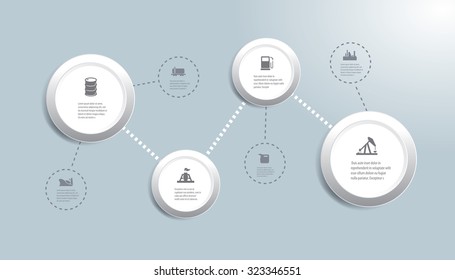Vector infographic composition with oil industry icons.