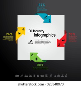 Vector infographic composition with oil industry icons.