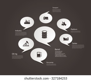 Vector infographic composition with oil industry icons.