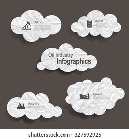 Vector infographic composition with oil industry icons.