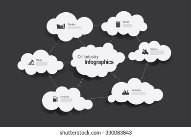 Vector infographic composition with oil industry icons.