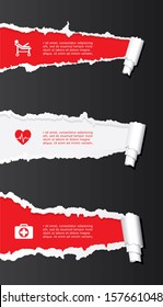 Vector infographic composition with ripped paper.