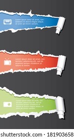 Vector infographic composition with ripped paper.